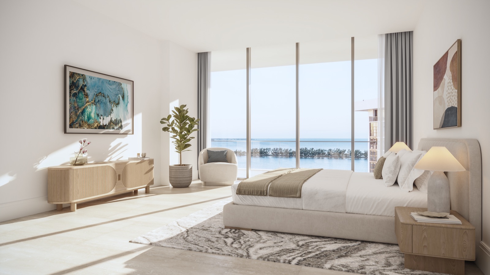 Primary bedroom suite with south-facing views.